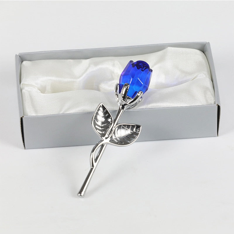 Hoogwaardige glazen roos met luxe geschenkdoos. Onvergetelijk Valentijnscadeau voor vrouwen.
