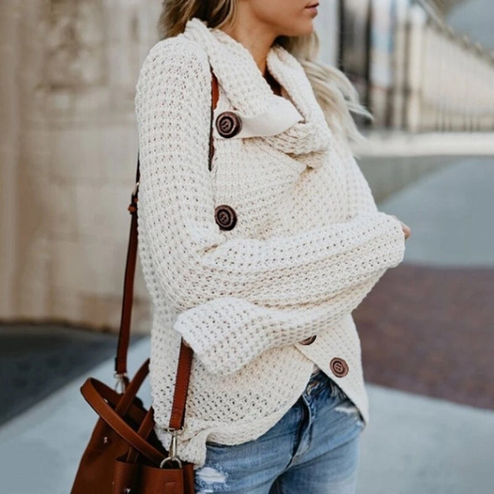 Modieuze dames trui met asymmetrische zoom en oversized fit, een comfortabele turtleneck voor elke gelegenheid.