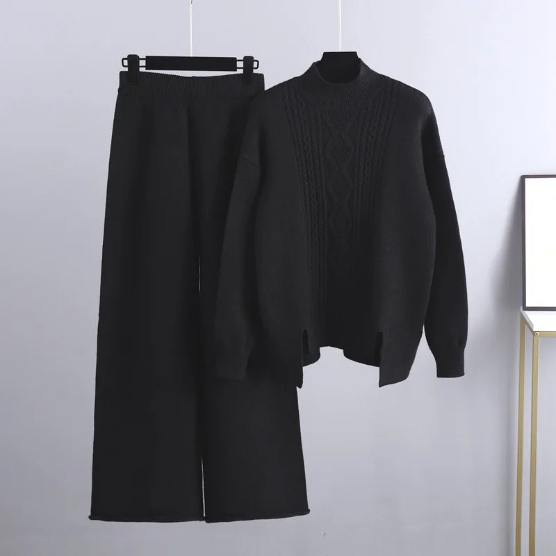Comfortabel dames huispak, kasjmier zacht. Perfecte relaxkleding met wijde pijpen voor ultiem comfort.
