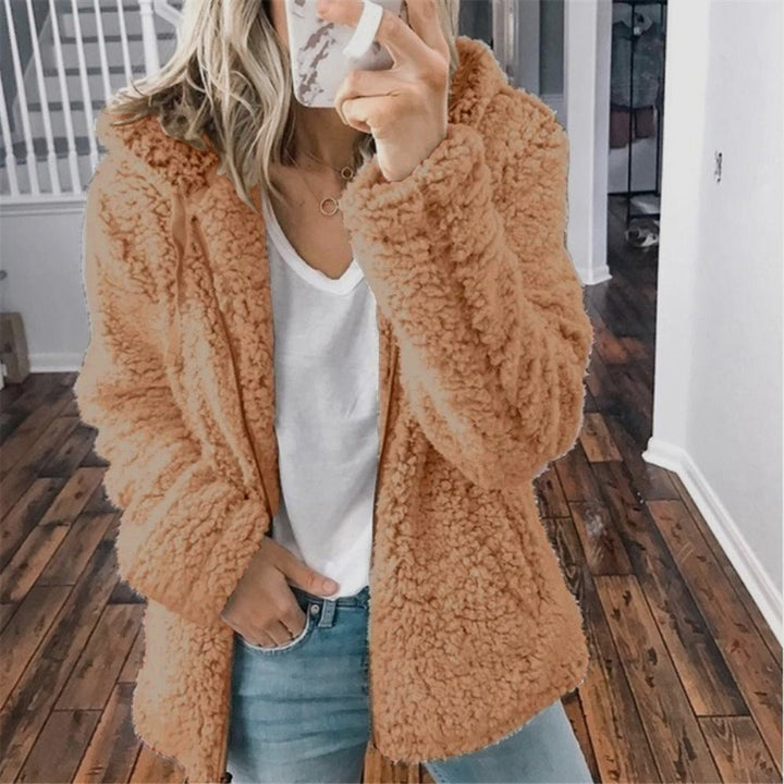 Zacht teddy damesvest met capuchon, casual bovenkleding, ideaal voor dagelijks gebruik.