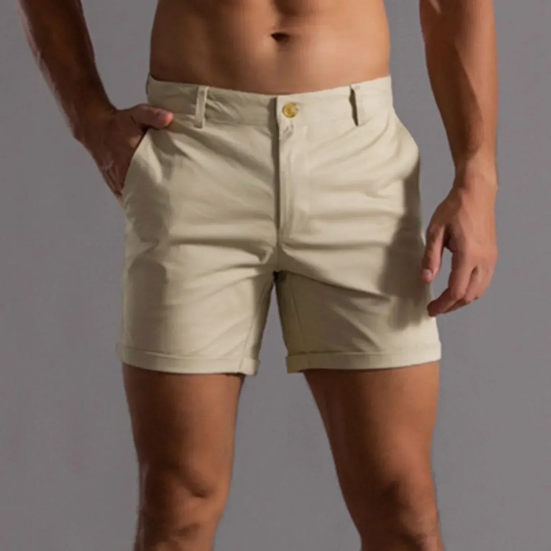 Heren chino shorts, blauw, voor een stijlvolle zomerlook. Comfortabele herenkleding.