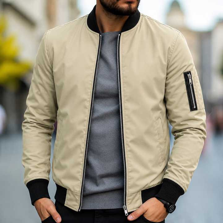 Veelzijdig heren bomberjack, perfect als trendy herfst- of lentejas. Comfortabele pilotenjas voor dagelijks gebruik.