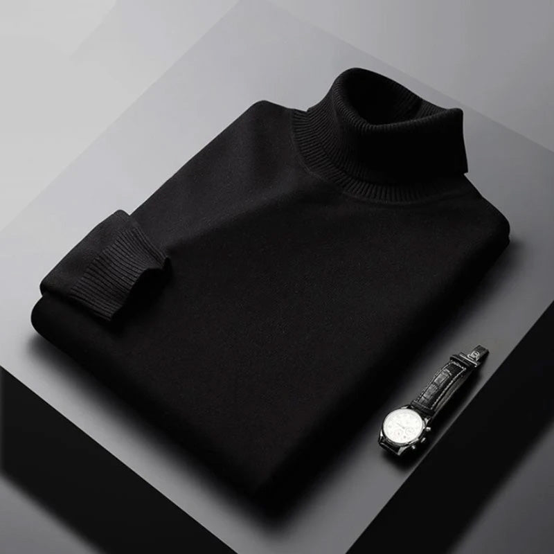 Warme heren coltrui met geribbelde details en comfortabele colkraag, ideaal voor de herfst en winter.
