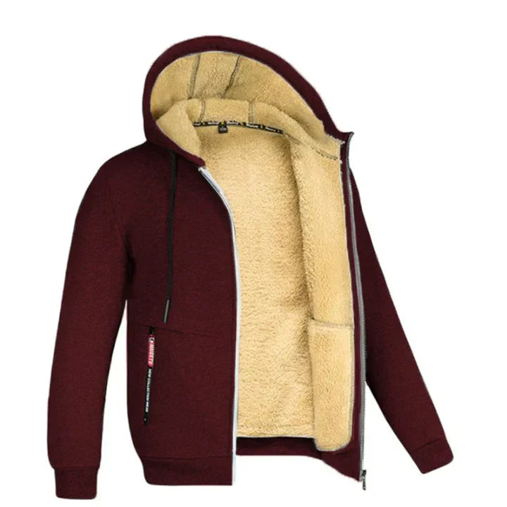 Herfst heren hoodie met rits en capuchon, comfortabele regular fit, ideaal voor buitenactiviteiten.