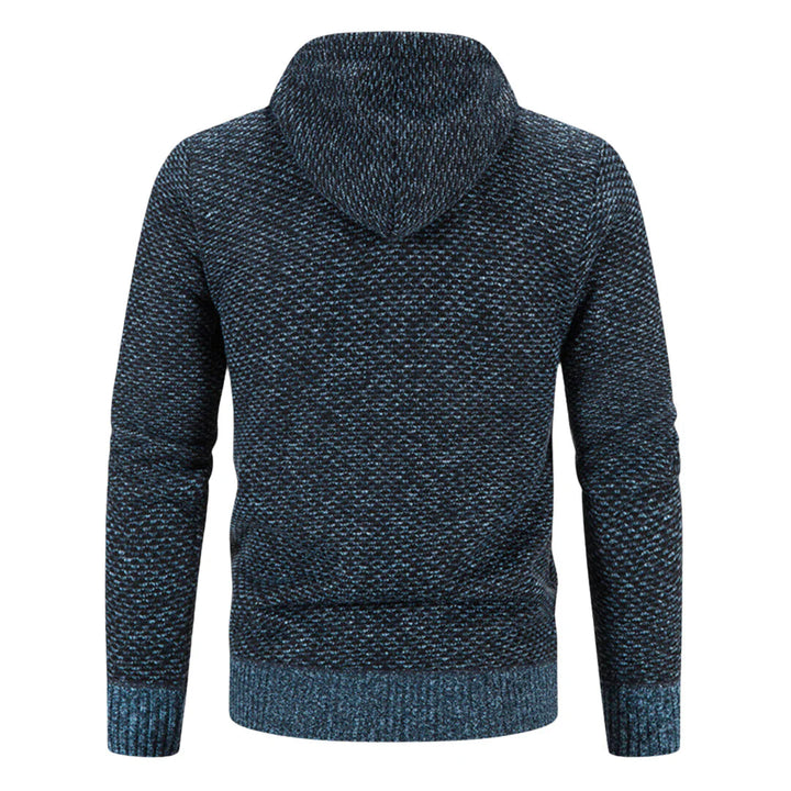 Comfortabele gebreide hoodie voor heren met ritssluiting en verstelbare capuchon, warm gevoerd, modieus.