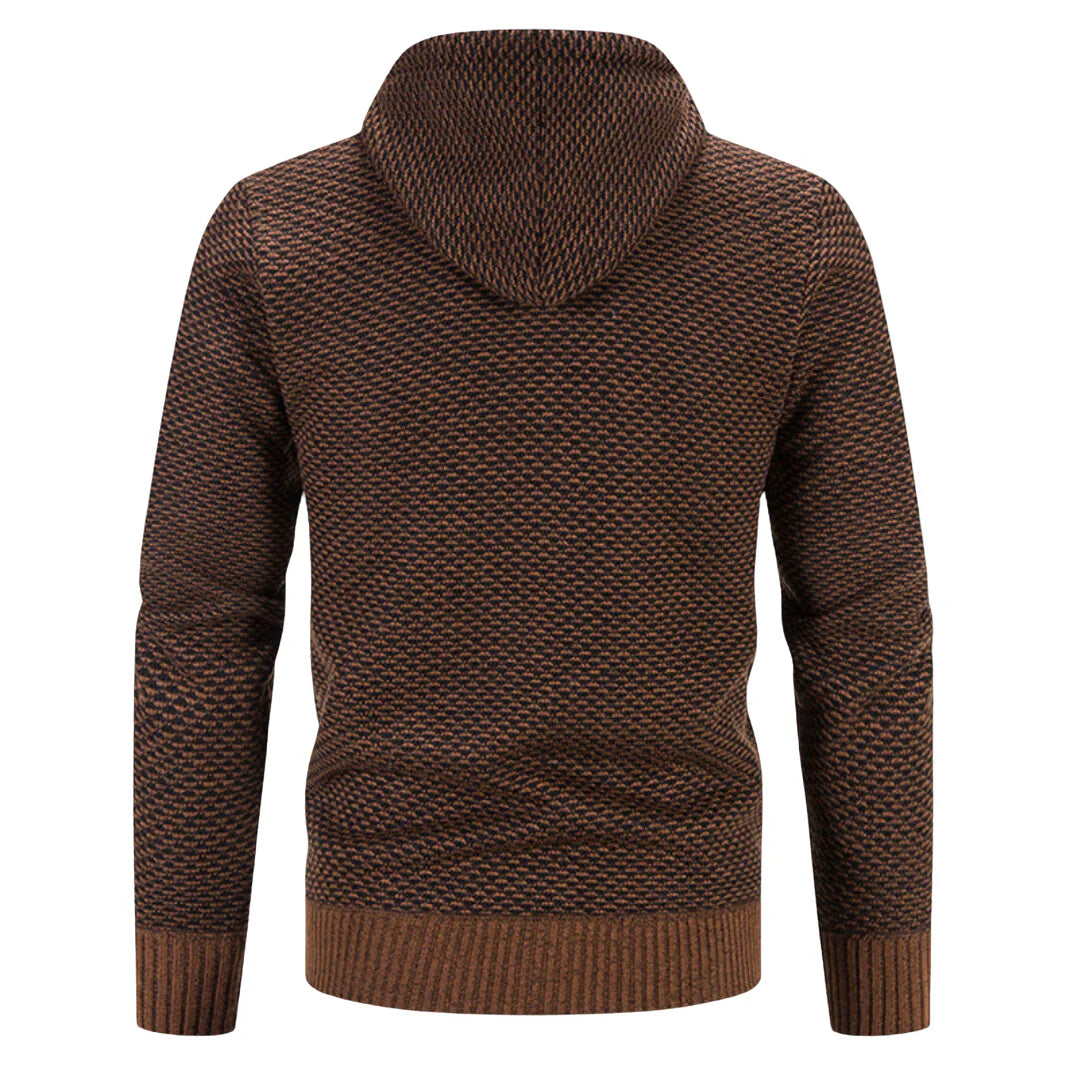 Warme heren hoodie met rits voor herfst & winter. Gebreid, modieus en comfortabel gevoerd voor dagelijks gebruik.