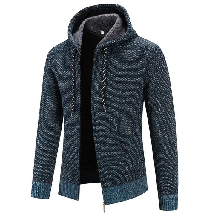 Warm gevoerd heren vest, gebreide hoodie met ritssluiting, stijlvol en comfortabel voor herfst & winter.