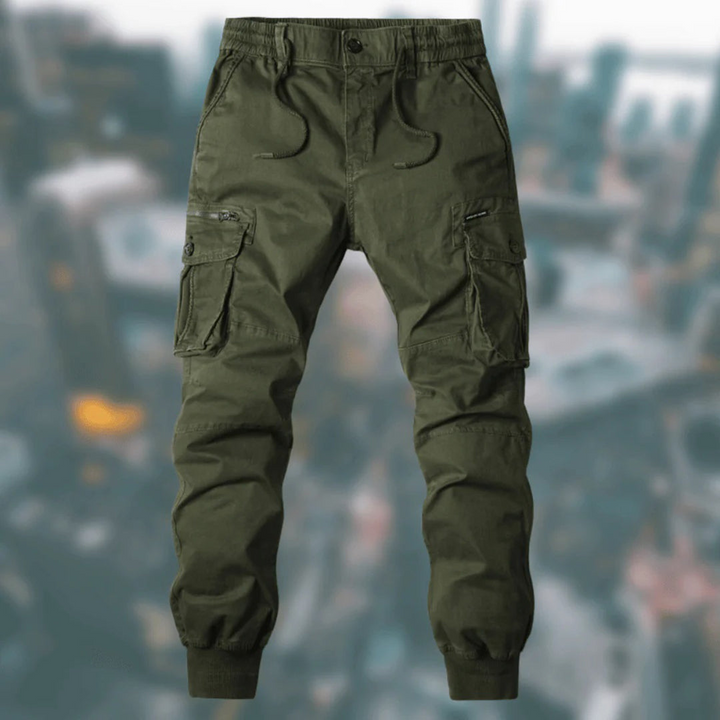 Comfortabele heren jogger cargobroek, zachte stof en elastische tailleband voor dagelijks gemak.