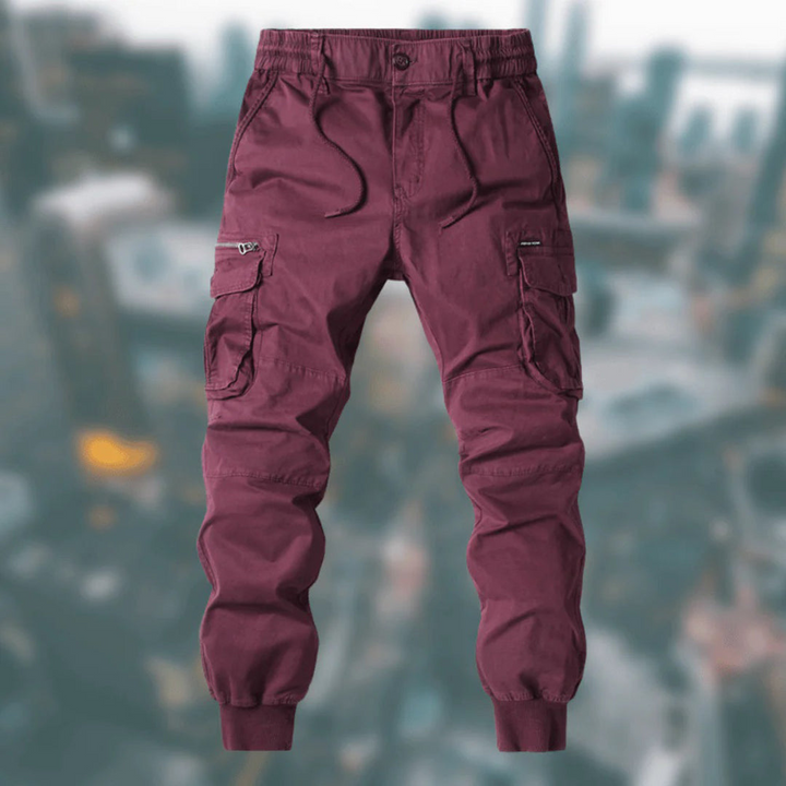 Praktische heren jogger cargobroek met elastische tailleband, veelzijdig voor sportieve en casual looks.