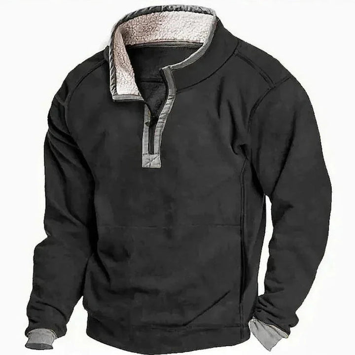 Casual heren trui met lange mouwen en korte rits. Warme, stijlvolle mode voor de koude dagen, outdoor-ready.