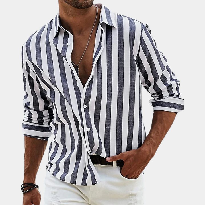 Comfortabel heren overhemd met moderne strepen en lange mouwen, ideaal voor veelzijdige outfits.
