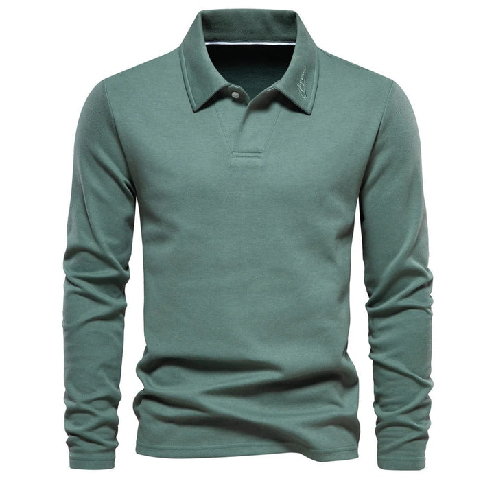 Comfortabel heren poloshirt met lange mouwen, perfect voor herfst en lente; klassiek casual design.