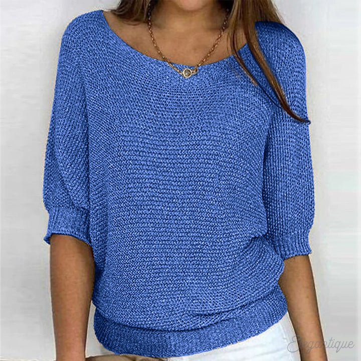 Modieuze damestrui met open ronde hals voor dames. Een elegante pullover, perfect voor herfst- en wintermode.