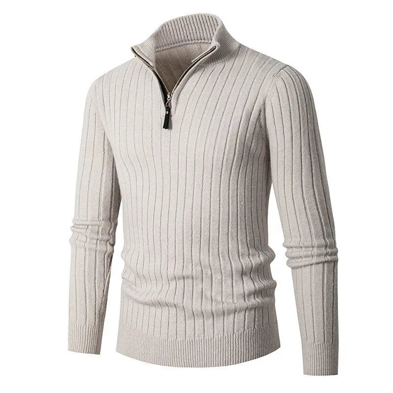 Heren half-zip sweater met ribdetails voor comfortabele, stijlvolle look. Ideaal voor herfst en winter.