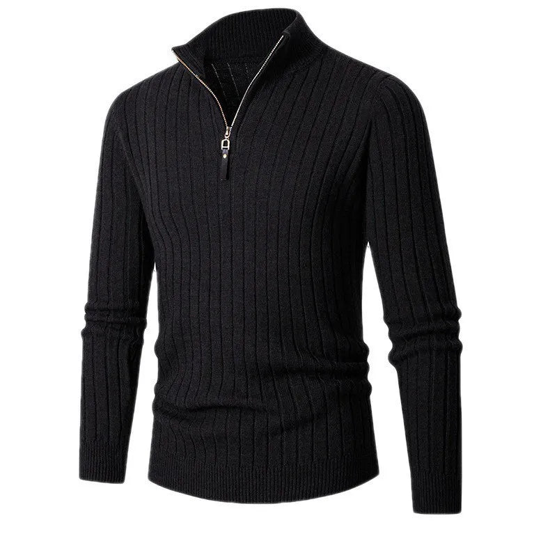 Casual heren half-zip sweater met ribdetails. Perfecte basis voor een stijlvolle herfstoutfit.