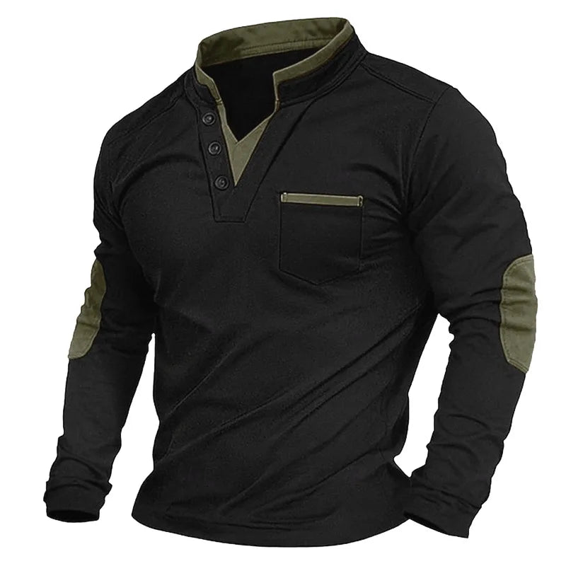 Veelzijdig heren sweatshirt, comfortabel en warm, met V-hals en elleboogpatches voor herfst/winter.
