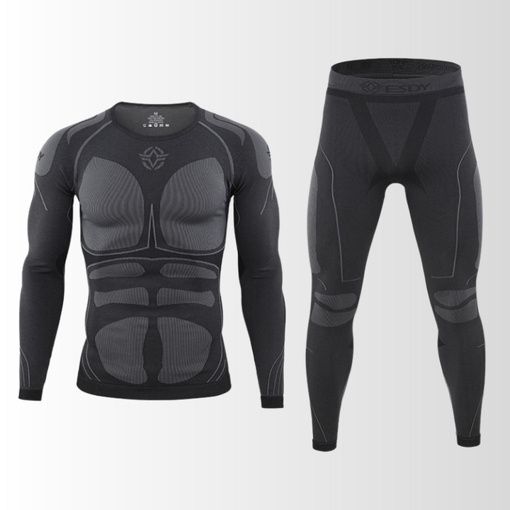 Sportief heren thermoset, vochtregulerend en warm, perfect voor skiën, snowboarden en outdoor sport.