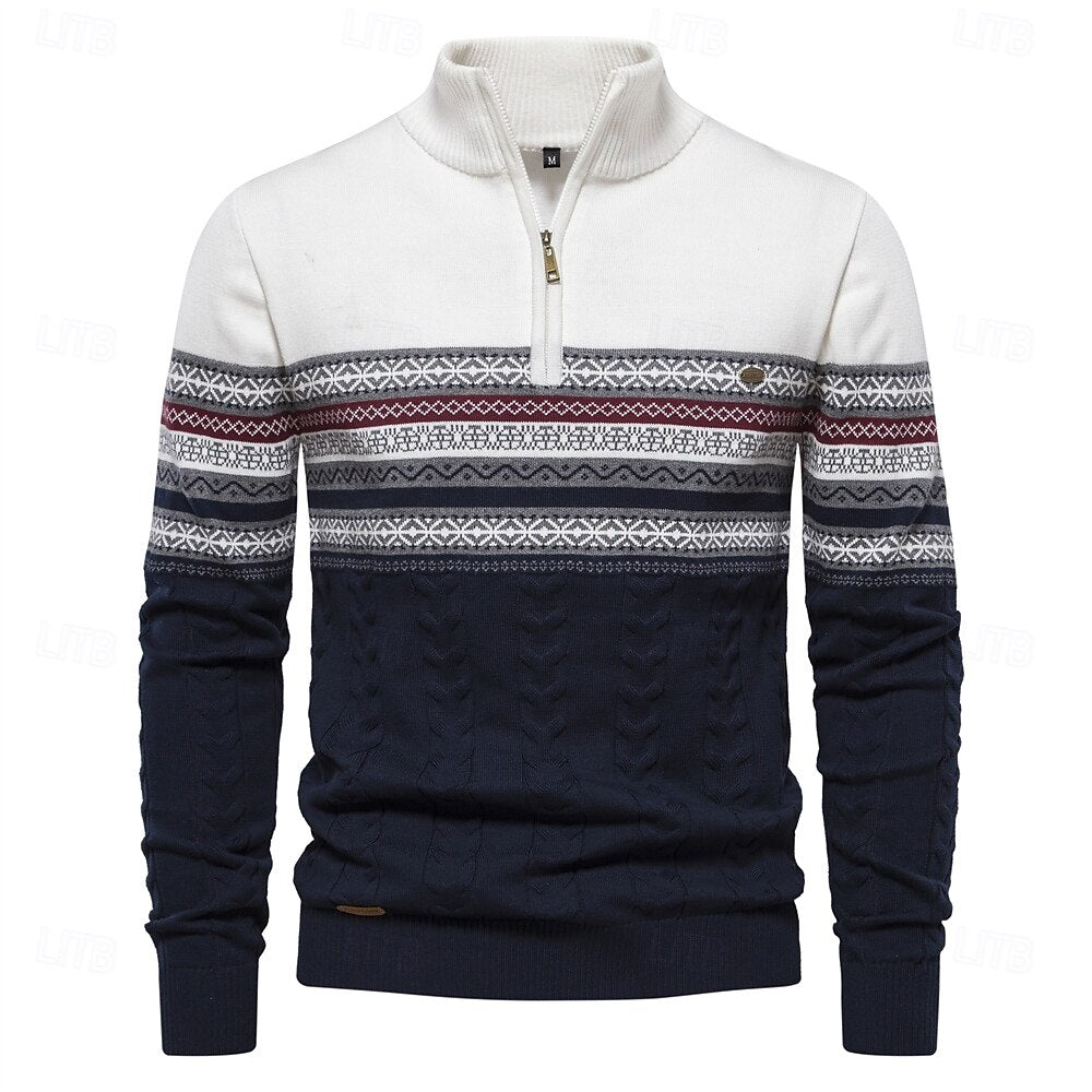 Heren slim fit trui met halve rits, ideaal voor een elegante en comfortabele look in herfst/winter.
