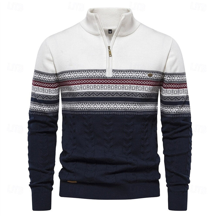 Moderne heren trui, slim fit, met halve rits. Perfect voor een casual doch elegante winteroutfit.
