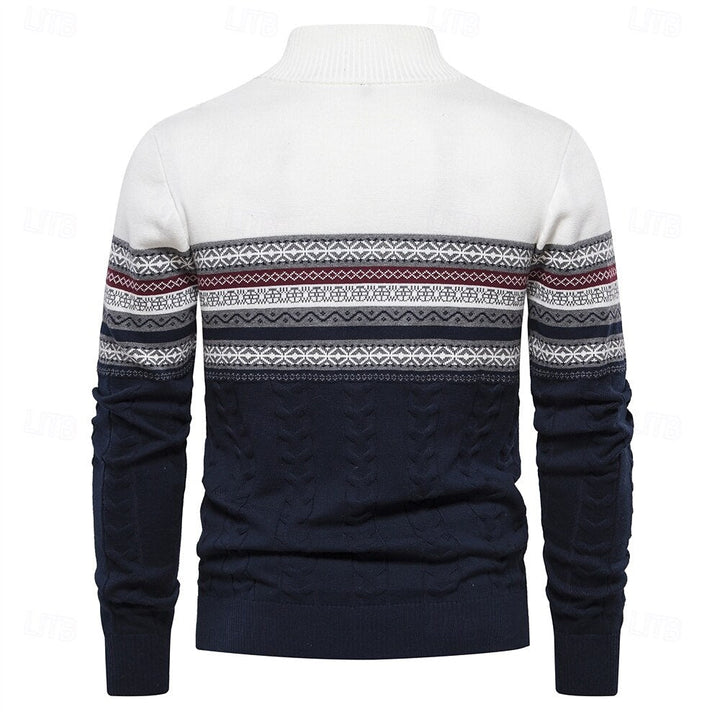 Stijlvolle heren winter trui, slim fit, met halve rits. Creëert een moderne en comfortabele herfstlook.