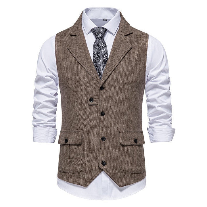 Heren vintage gilet met knoopsluiting, perfect voor een klassieke smart-casual look. Tijdloos en elegant.