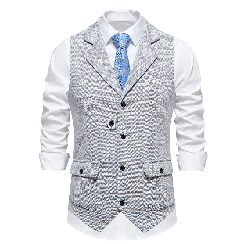 Elegant herenvest, tijdloos vintage design met functionele knoopsluiting. Ideaal voor formeel of casual.