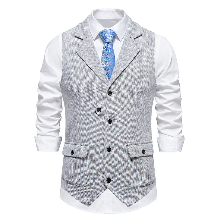 Elegant herenvest, tijdloos vintage design met functionele knoopsluiting. Ideaal voor formeel of casual.