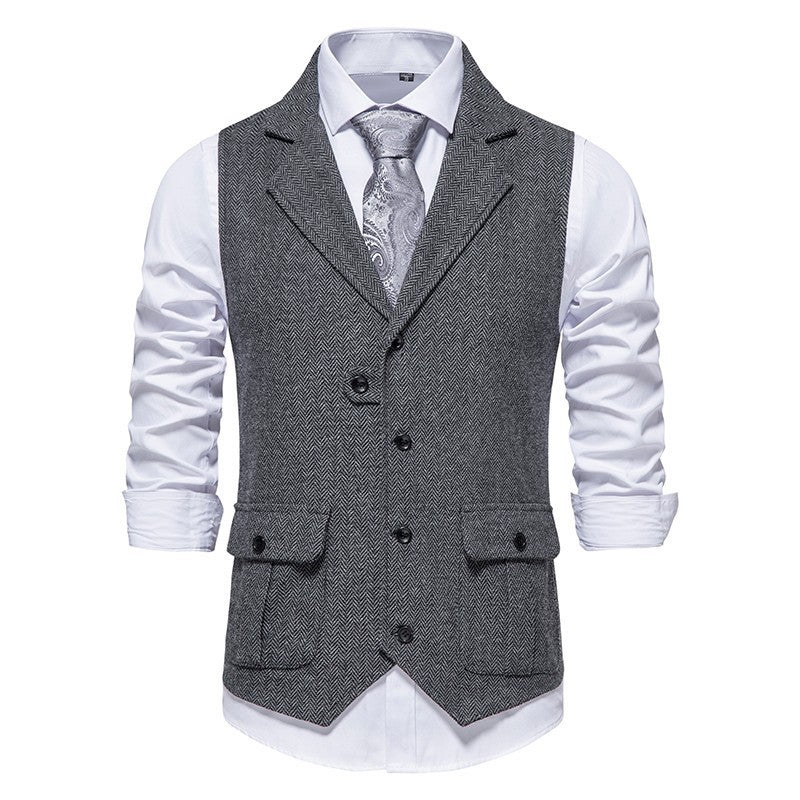 Smart-casual herenvest met knopen, uitstralend vintage elegantie voor elke gelegenheid. Chique en comfortabel.