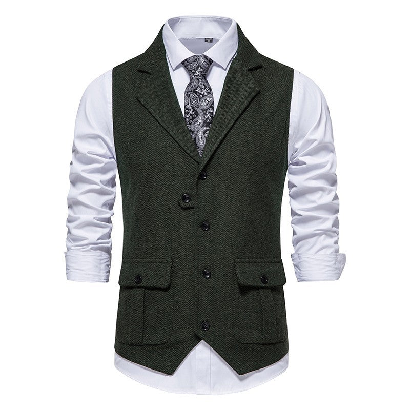 Heren vintage gilet vest met knoopsluiting, ideaal voor een klassieke en elegante heren outfit. Warm en modieus.