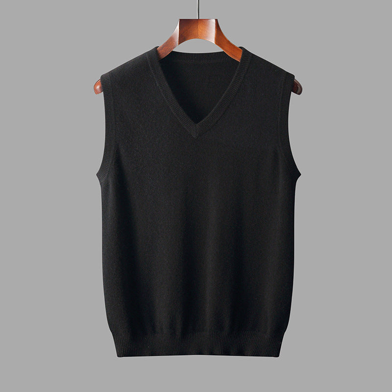 Heren spencer met V-hals, een klassiek en comfortabel kledingstuk. Perfect voor tijdloze wintermode.