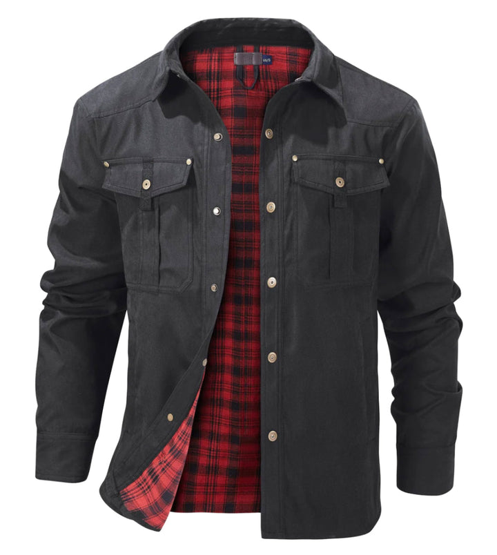Stijlvol geruit heren winterjack met borstzakken, ideaal voor een warme, casual look in de herfst/winter.