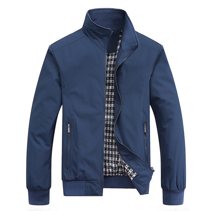 Stijlvolle retro heren tussenjas, winddicht & waterdicht. Ideaal voor herfst, met opstaande kraag. Casual mode.
