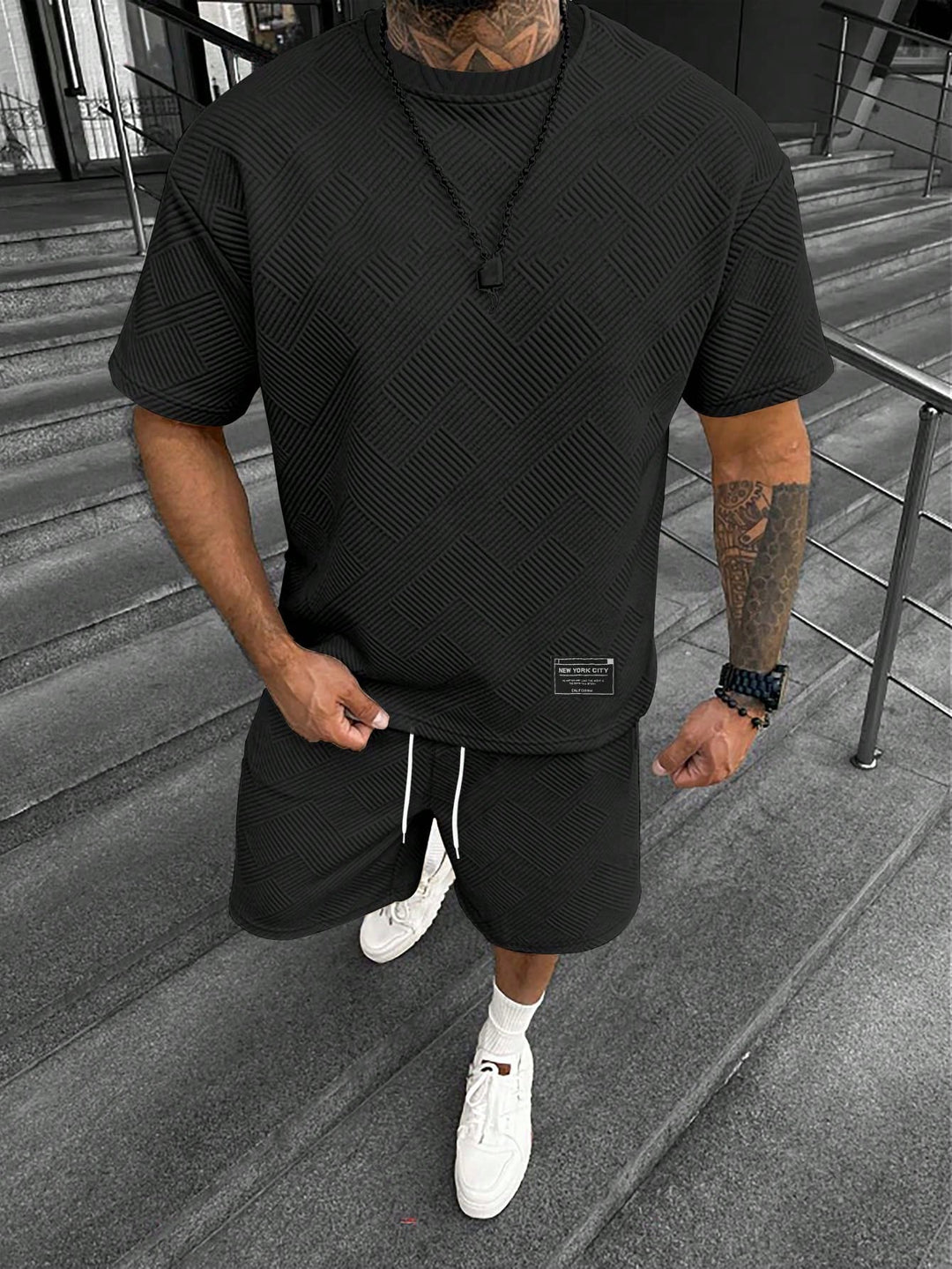 Heren zomerset met korte mouwen, comfortabele oversized sportset voor casual vrije tijd.