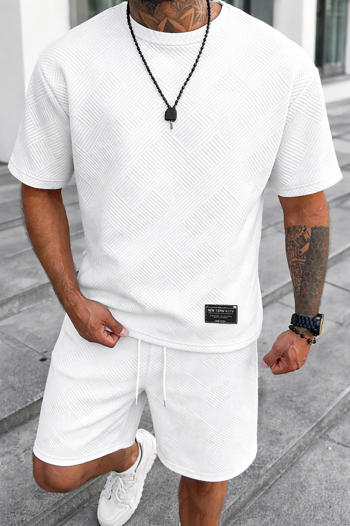 Heren Comfortabele Sportieve Set met Korte Mouwen: de ideale zomerset voor ontspannen dagen.