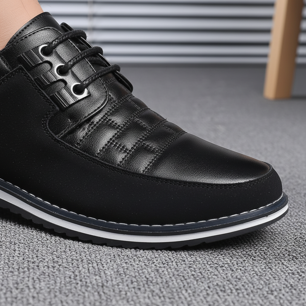 Stijlvolle casual leren herenschoenen Bryan, ademend en antislip, perfect voor een comfortabele, moderne herenmode look.