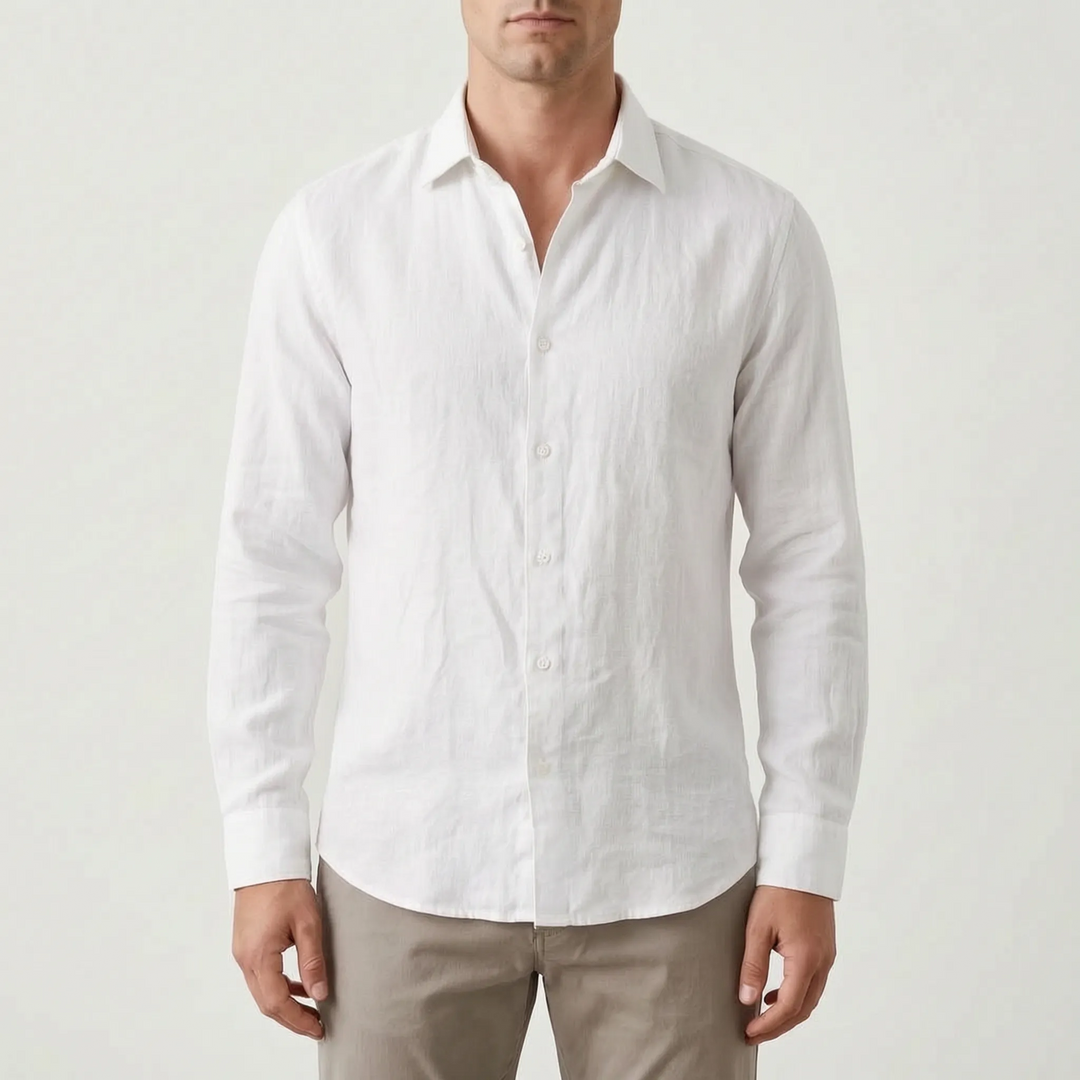 Elegant herenoverhemd lange mouwen, stijlvol en comfortabel voor zowel casual als zakelijke look.