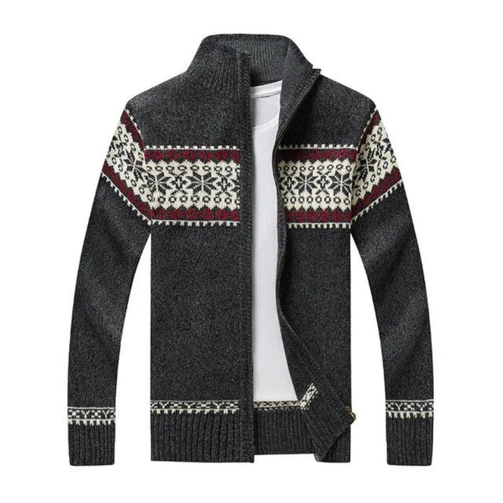 Mannenmode: Scandinavisch gebreid vest, stijlvol en warm, ideaal voor herfst- en wintercollecties.