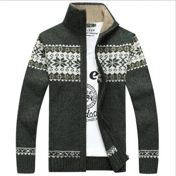 Gebreid heren vest met modieus Scandinavisch patroon, comfortabel en warm voor dagelijks gebruik.