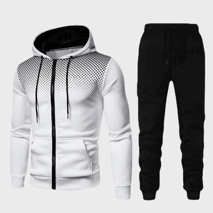 Stijlvol slim fit Hoymans PowerTrack heren trainingspak met capuchon, modern design voor een sportieve en casual look.