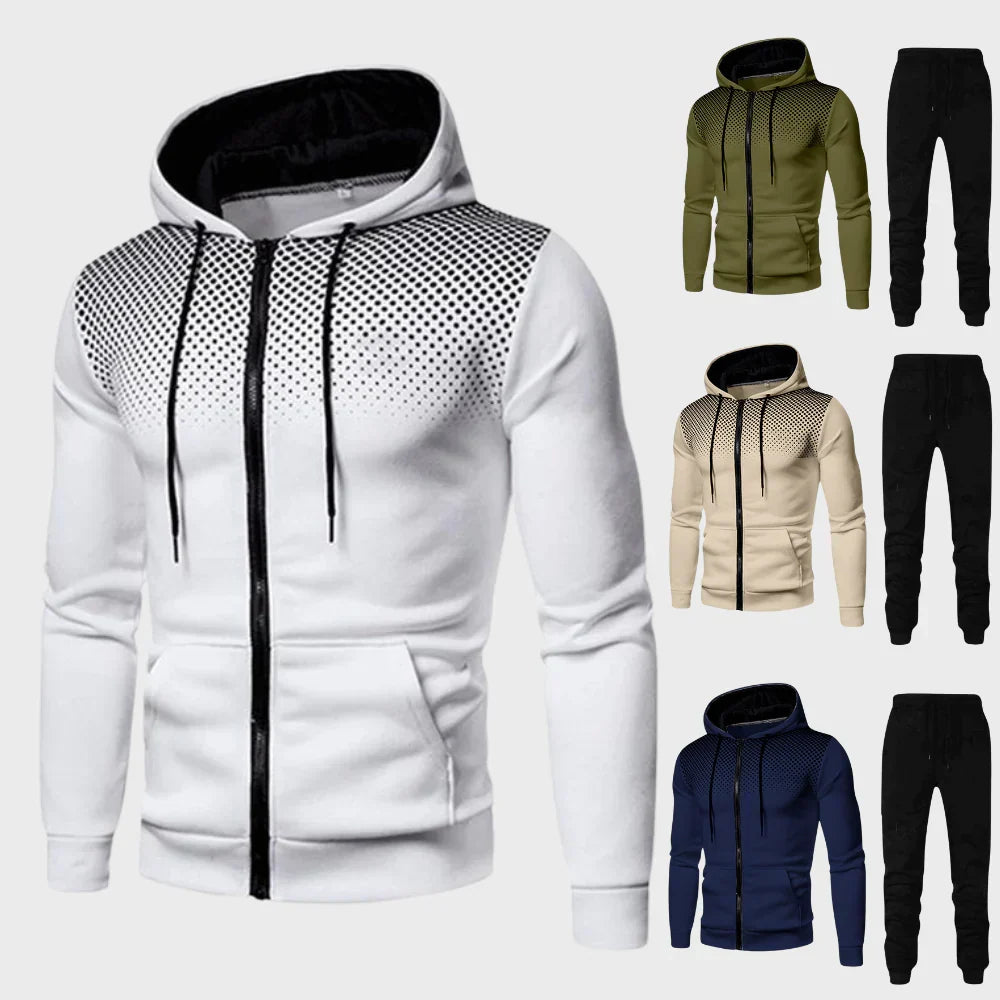 Stijlvol en comfortabel Hoymans PowerTrack heren trainingspak, de ideale polyester katoen casual set voor dagelijks gebruik.