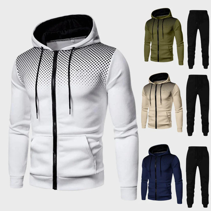 Stijlvol en comfortabel Hoymans PowerTrack heren trainingspak, de ideale polyester katoen casual set voor dagelijks gebruik.