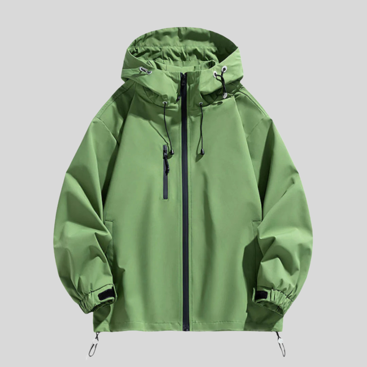 Stijlvolle Nathan herenjas met capuchon, comfortabele pasvorm, ideaal voor herenmode en winterwandelingen.