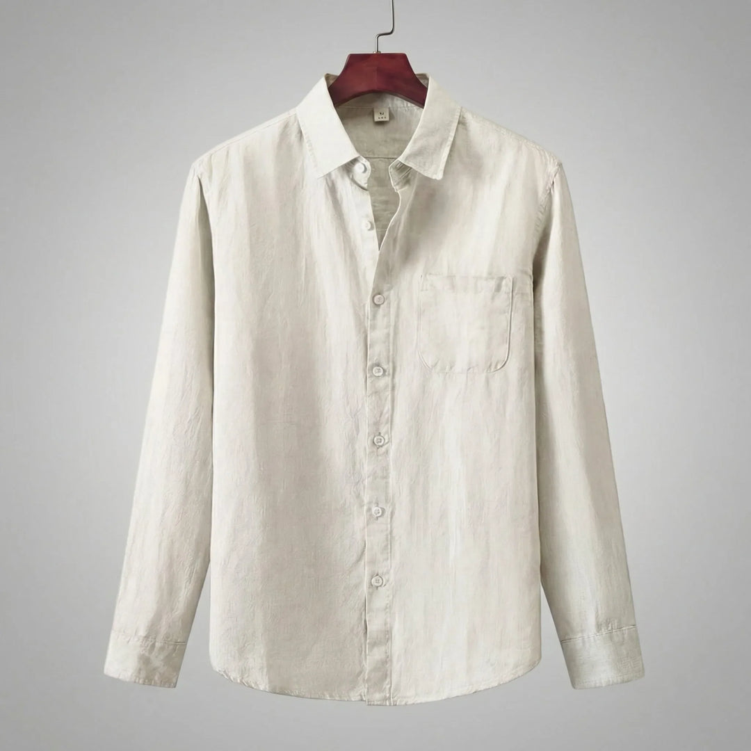 Praktisch comfortabel overhemd met borstzak, lange mouwen en regular fit; unisex model.