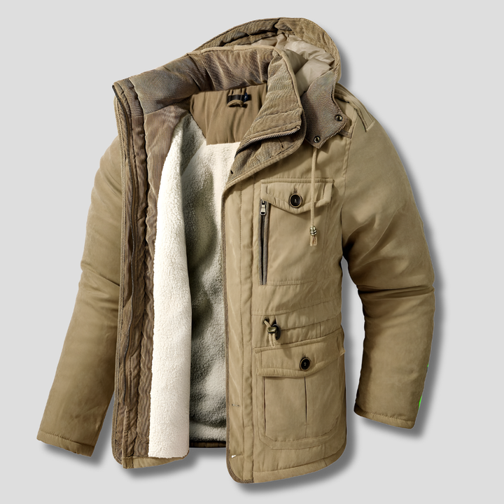 Groene heren winterjas 'Dylan' met capuchon en cuffed mouwen. Warme en praktische parka voor herenmode.