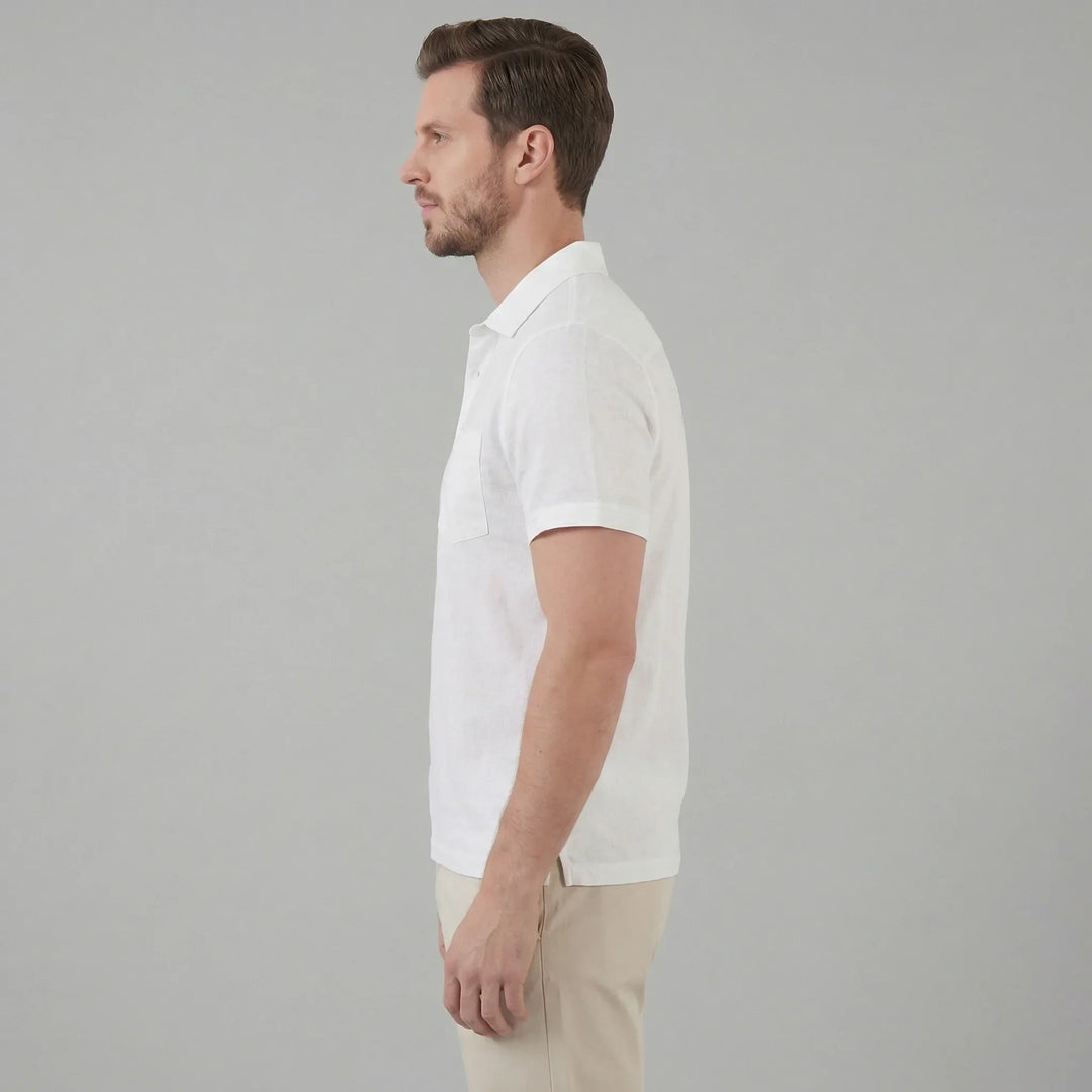 Fris heren polo shirt met korte mouwen en borstzak, button-neck, perfect voor een casual zomeroutfit.