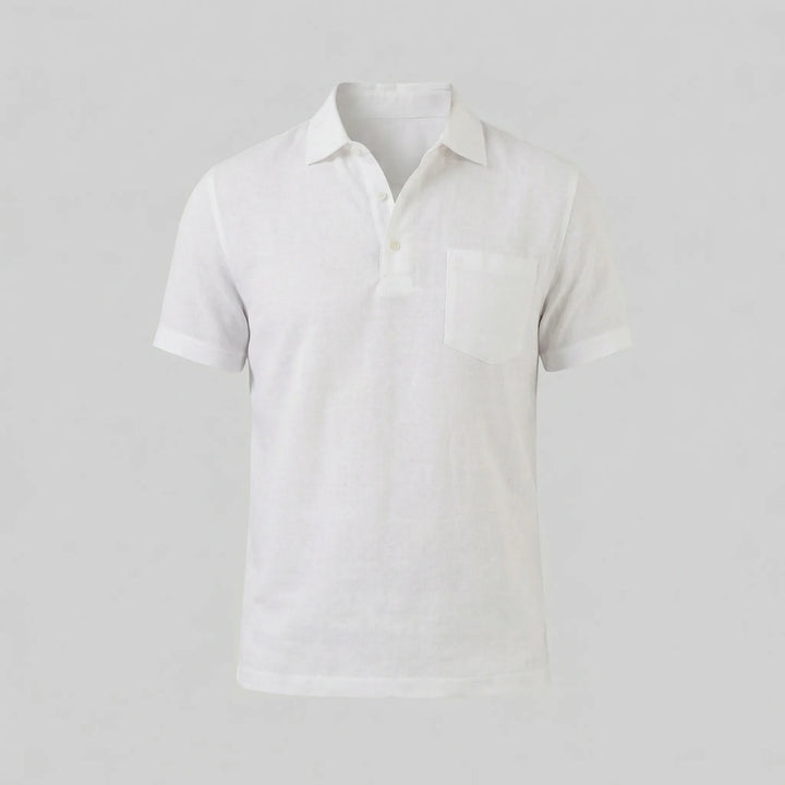 Casual zomer heren polo shirt, korte mouwen, borstzak en button-neck, voor een ontspannen uitstraling.