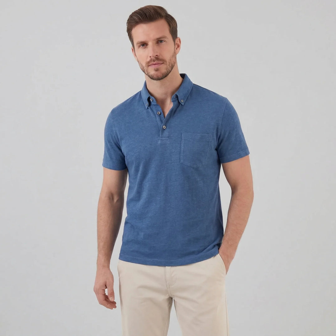 Stijlvolle heren polo met borstzak en knoopsluiting, regular fit en korte mouwen, voor elke dag.