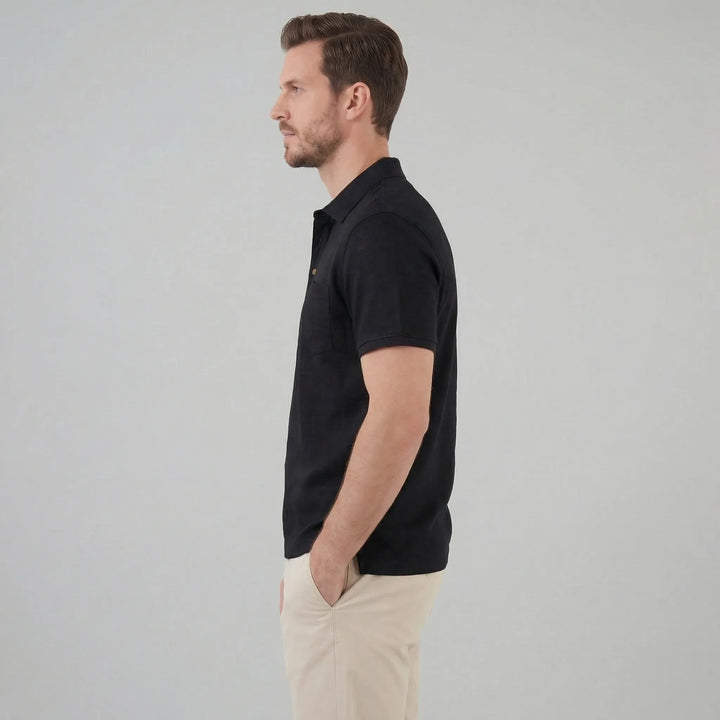 Heren polo shirt met knoopsluiting, borstzak, regular fit; een casual en veelzijdig kledingstuk.