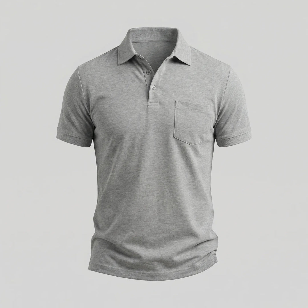 Heren polo shirt: korte mouwen, borstzak, button-neck, casual en stijlvol voor dagelijks comfort.