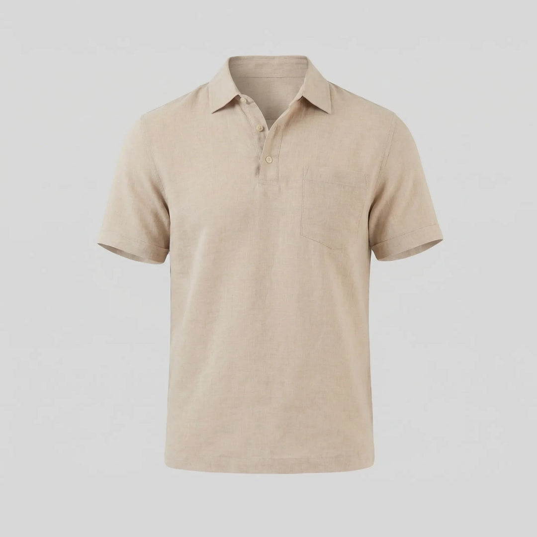 Polo shirt voor heren met korte mouwen, borstzak en button-neck; ideaal voor zomer en lente.